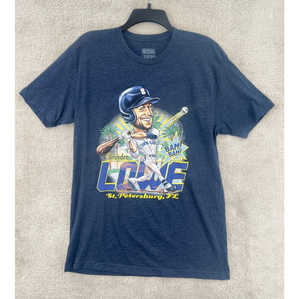 RSVLTS Brandon Lowe Tampa Bay Rays T-Shirt Mens XL Navy Blue Graphic Tee MLBPA